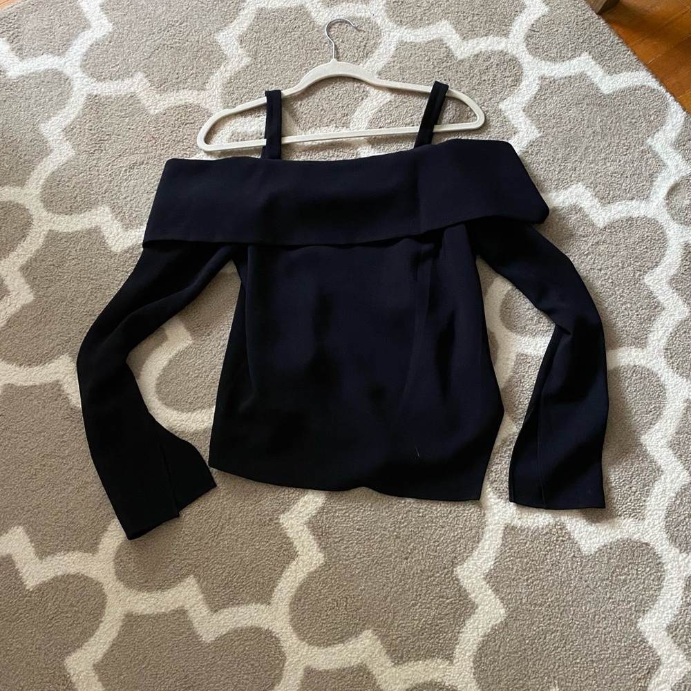Tibi off the shoulder black blouse